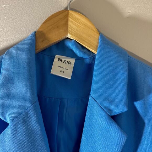 80s/90s Blair Cornflower Blue Blazer Jacket | Barbiecore Bright Blue One Button - Picture 2 of 4